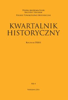Kwartalnik Historyczny R. 123 nr 4 (2016), Strony tytułowe, spis treści