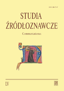 Studia Źródłoznawcze = Commentationes T. 55 (2017), Strony tytułowe, Spis treści