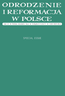 Odrodzenie i Reformacja w Polsce T. 60 (2016) Special Issue, Title pages, Contents