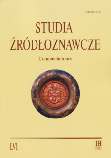 Studia Źródłoznawcze = Commentationes T. 56 (2018), Zapiski krytyczne
