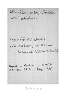 Stare Wrońska. Files of Zakroczym district in the Middle Ages. Files of Historico-Geographical Dictionary of Masovia in the Middle Ages
