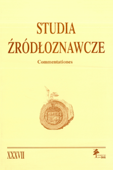 Studia Źr&oacute;dłoznawcze = Commentationes T. 37 (2000), Materiały