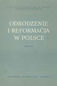 Odrodzenie i Reformacja w Polsce T. 7 (1962), Rozprawy