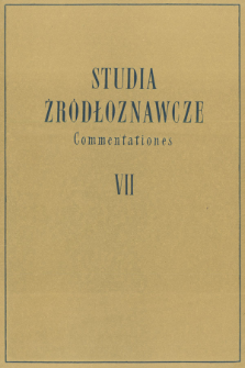 Studia Źródłoznawcze = Commentationes T. 7 (1962)