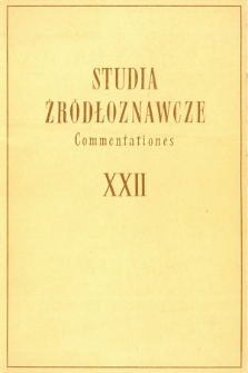 Studia Źr&oacute;dłoznawcze = Commentationes T. 22 (1977), Artykuły i rozprawy
