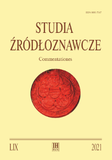 Studia Źródłoznawcze = Commentationes T. 59 (2021), Miscellanea