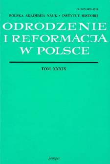 Odrodzenie i Reformacja w Polsce T. 39 (1995)