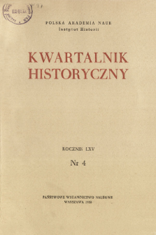 Kwartalnik Historyczny R. 65 nr 4 (1958), Materiały