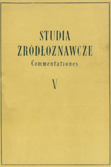 Studia Źr&oacute;dłoznawcze = Commentationes