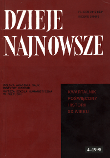 Dzieje Najnowsze : [kwartalnik poświęcony historii XX wieku] R. 30 z. 4 (1998)