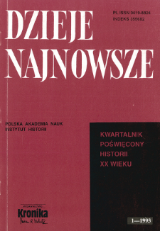 Dzieje Najnowsze : [kwartalnik poświęcony historii XX wieku] R. 25 z. 1 (1993), Artykuły i rozprawy