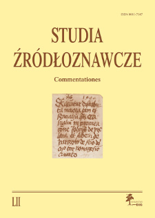 Studia Źr&oacute;dłoznawcze = Commentationes T. 52 (2014), Rozprawy
