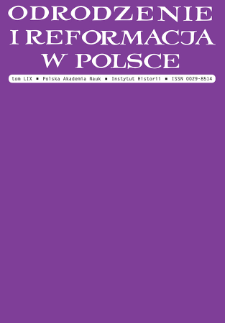 Odrodzenie i Reformacja w Polsce T. 59 (2015), Artykuły