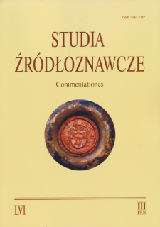 Studia Źr&oacute;dłoznawcze = Commentationes T. 56 (2018), Materiały