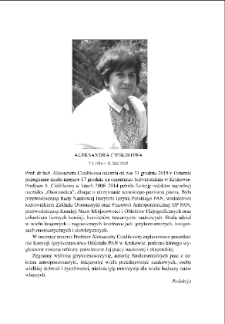 Aleksandra Cieślikowa (7 I 1936 &ndash; 11 XII 2018)
