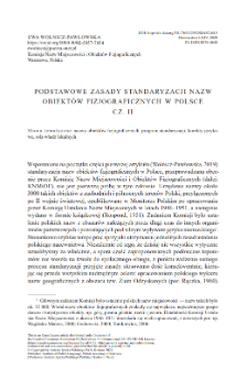 THE BASIC PRINCIPLES OF THE STANDARDIZATION OF THE NAMES OF PHYSIOGRAPHICOBJECTS IN POLAND. PART II