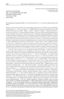 Rivista Italiana di Onomastica RION, vol. XXV, Anno XXIV, n o 1-2, red. Enzo Caffarelli. Rom&oacute;w 2019, 1060 s.