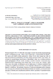 &bdquo;Wolacy from Wolska&rdquo;, or the Sociotype as a Tool of Discursive Dominance