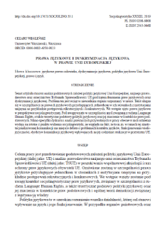 Language human rights and linguistic discrimination in European Union law