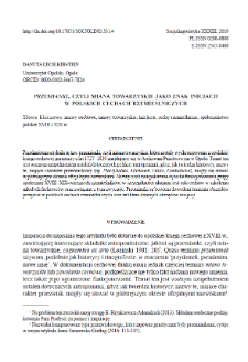 Przemianki, that is social names as a sign of initialization in Polish guilds