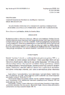 Phonetic and inflexive properties of the family language of Joachim Lelewel (on the basis of lettersto his family)