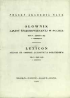 Słownik łaciny średniowiecznej w Polsce. T. 5 z. 1 (35), I - Imperpetuo