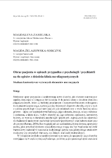 Obraz pacjenta w opisach przypadku z psychologii / psychiatrii na tle opisów z dziedzin kliniczno-diagnostycznych. Studium kontrastywne wybranych elementów narracyjnych
