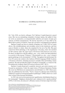 Barbara Czopek-Kopciuch (1952&ndash;2020) - wspomnienie