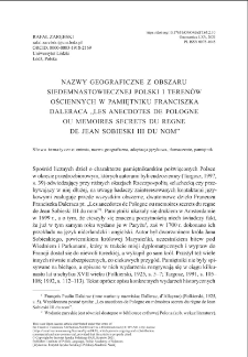 Geographical names from 17th century Poland and the neighbouring regions in the diary of Franciszek Dalerac titled &ldquo;Les anecdotes de Pologne ou memoires secrets du regne de Jean Sobieski III du nom&rdquo;