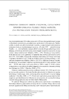 Failure to inflect first names and surnames, or a new way of avoiding inflection by the Church (based on the example of selected parishes in Podkarpacie)