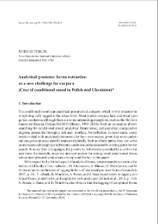 Wydobywanie form gramatycznych analitycznych jako nowe wyzwania korpusowe (na materiale form trybu przypuszczającego w języku polskim i ukraińskim)