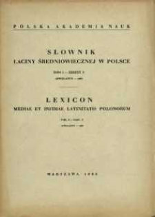 Słownik łaciny średniowiecznej w Polsce. T.1 z.5, Appellative - Ars