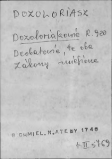 Kartoteka Słownika języka polskiego XVII i 1. połowy XVIII wieku; Dozolariusz - D&oacute;ł