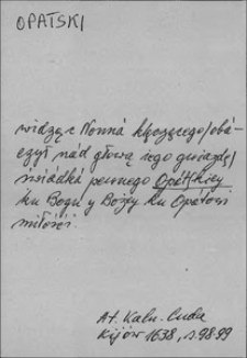 Kartoteka Słownika języka polskiego XVII i 1. połowy XVIII wieku; Opatski - Op&oacute;r