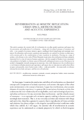 Wees, Nick, 2019, Reverberation as Mimetic Replication: Urban Space, Metro Buskers and Acoustic Experience