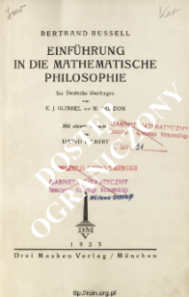 Einf&uuml;hrung in die mathematische Philosophie