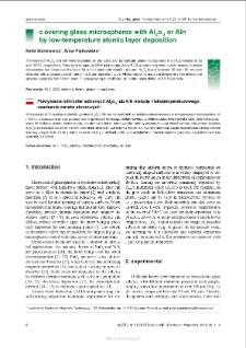 Covering glass microspheres with Al2O3 or AlN by low-temperature atomic layer deposition / Rafał Stankiewicz, Anna PiDatkowska.