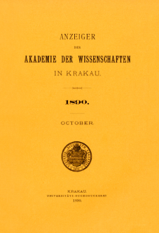 Anzeiger der Akademie der Wissenschaften in Krakau. Nr 8 October (1890)