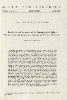 Regularities of variations of the haematological values characterizing the respiratory function of blood in mammals