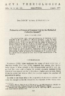 Estimation of fatness of common vole by the method of collective sample