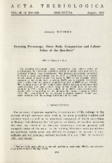 Dressing percentage, gross body composition and caloric value of the roe-deer
