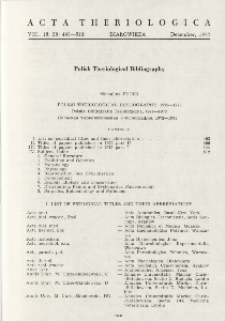 Polish Theriological Bibliography, 1972-1973