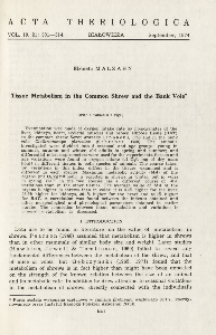 Tissue metabolism in the common shrew and the bank vole