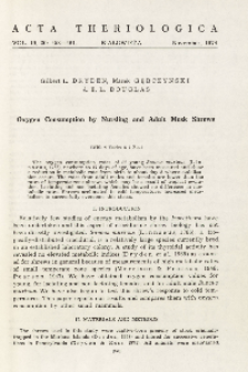 Oxygen consumption by nursling and adult musk shrews