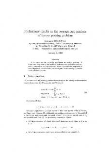 Preliminary results on the average case analysis of the set packing problem