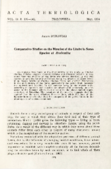 Comparative studies on the muscles of the limbs in some species of Rodentia