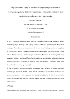 Algorytm ewolucyjny w problemie optymalnego sterowania rozmytego systemu deterministycznego z niejawnie zadanym oraz nieskończonym horyzontem sterowania