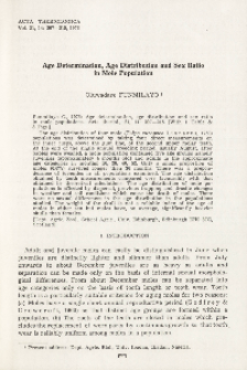 Age determination, age distribution and sex ratio in mole population