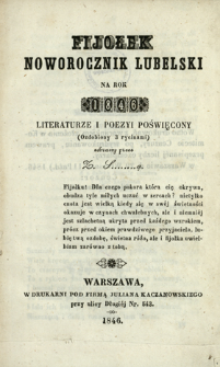 Fijołek : noworocznik lubelski na rok ... literaturze i poezyi poświęcony