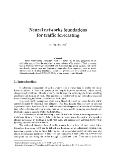 Eural Networks Foundations for Traffic Forecasting